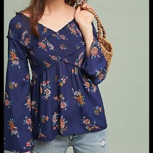 NWT Anthropologie Ranna Gill Floral Blouse Large